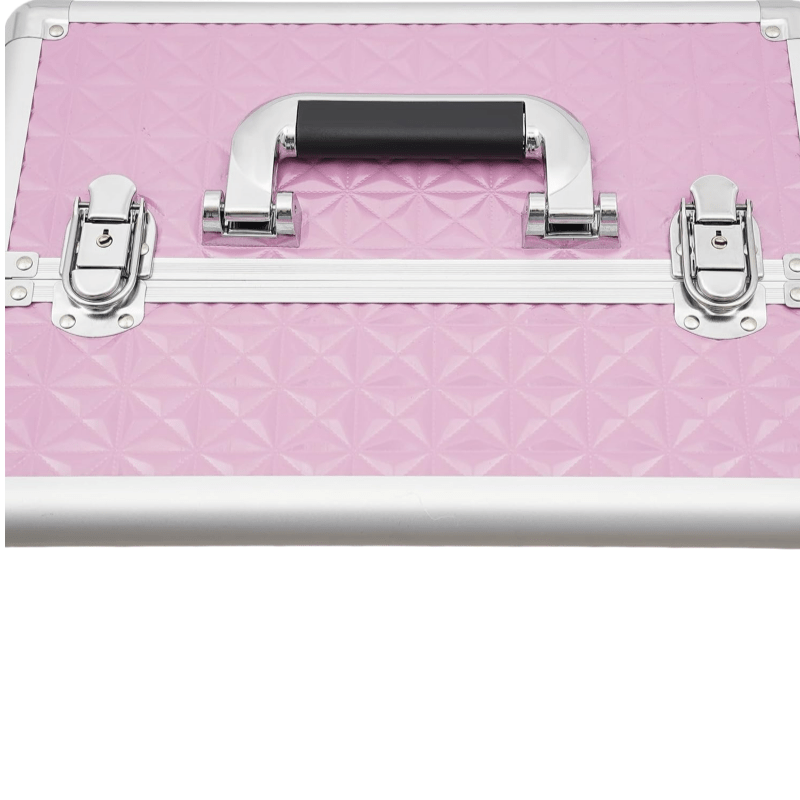 1pc Rolling Oversized Makeup Case with 4 Built-In Trays And a Handle for Easy Movement. It Is an Exclusive Wheeled Storage Tool for Nail Technicians, Artists, Beauticians, And Stylists